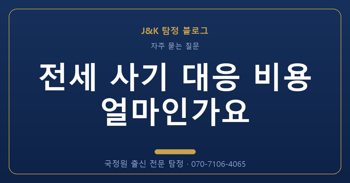 전세 사기 대응 비용 얼마인가요 - 국정원 출신 탐정 J&K